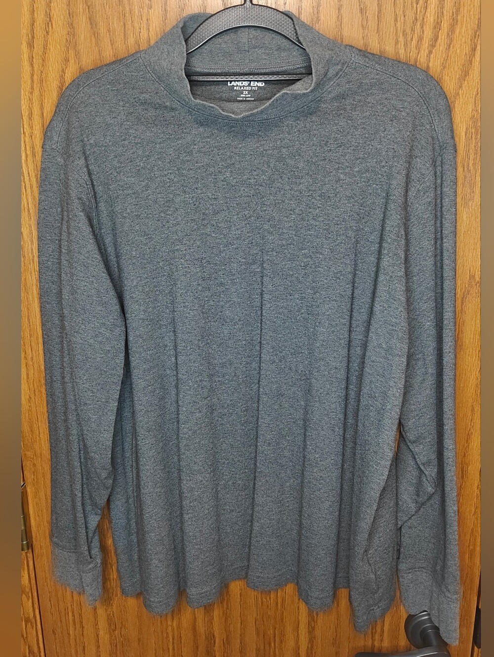Women's Lands' End Gray Relaxed Fit Mock Neck Top, Size 2X